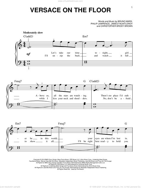 versace on the floor sheet music pdf